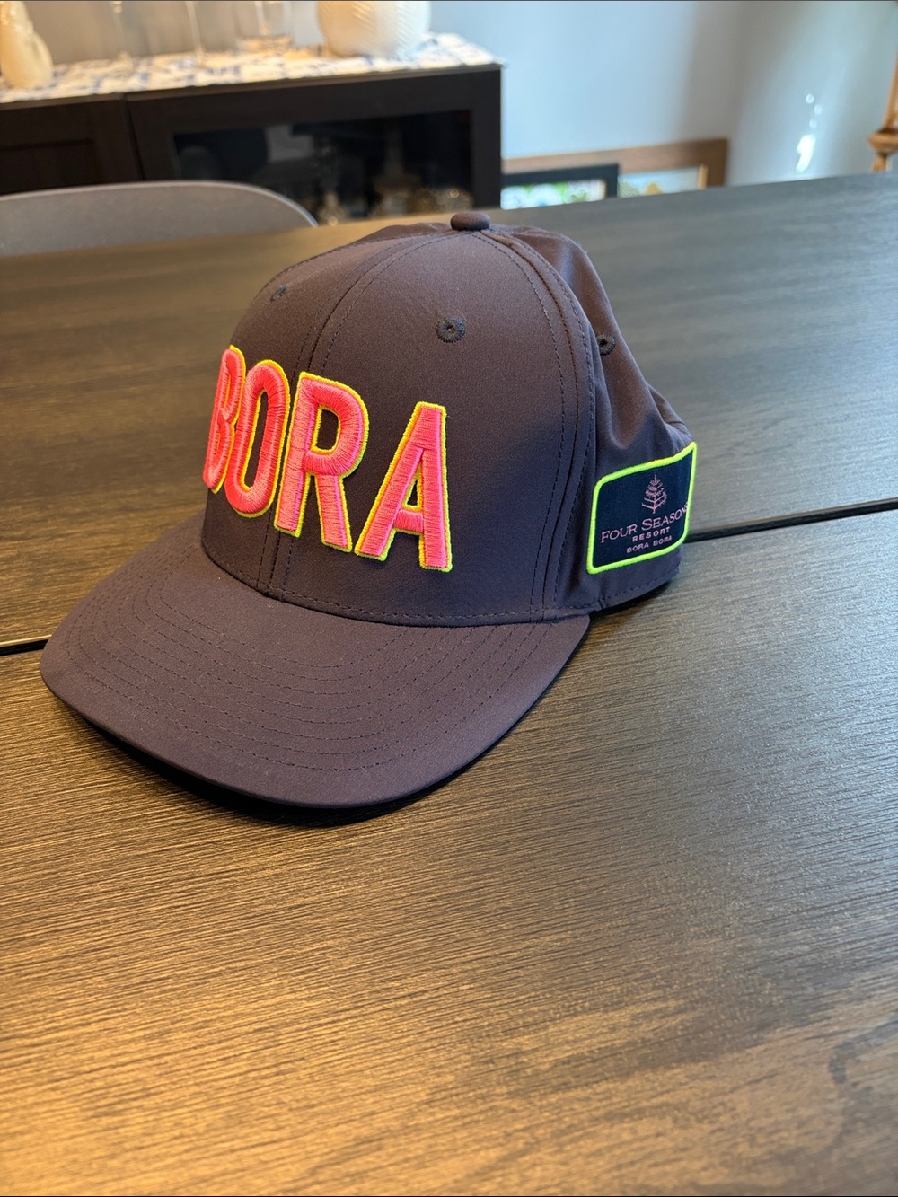 Four Seasons Bora Bora Performance Snapback Hat Navy Neon Pukka Custom